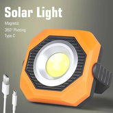 Portable Magnetic COB LED Solar Light for Camping 360° Pivoting Adjustment