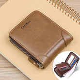 DIDE Brand zipper Men's Leather Wallet Zipper Small Purse Card Holder