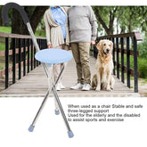 Aluminum Alloy Folding Cane Seat Dexterous Non-Slip Walking Stick Stool