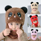 Panda winter Fleece Baby Cap set - warm cap and scarp for kids all age