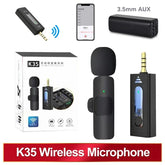 K35 Wireless Microphone Portable Audio Video Recording Plug & Play