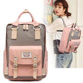 Lady's Leisure Shoulder bag 15 inch Laptop Backpack Woman Canvas Roll Top Travel bag USB Charging Port Schoolbag