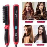 Electric Straight Hair Comb Brush LCD Heated Ceramic Hair Straightening