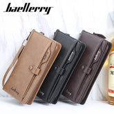 Baellery Leather Long Clutch Coin Pocket | Zipper Wallet
