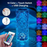 E27 Colorful LED Touch Crystal Table Lamp