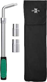 Telescopic wheel nut wrench set 4 pcs. with 17/19mm and 21/23mm inserts and extendable tire wrench