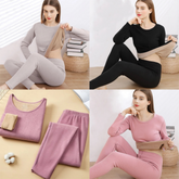 Ladies Cashmere Velvet thermal Underwear Double Layer Warm Lingerie Suit