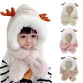 Cute Winter Baby Scarf Hats Cartoon Hooded Boys Girls Bunny Cap Beanies Children Kids Warm