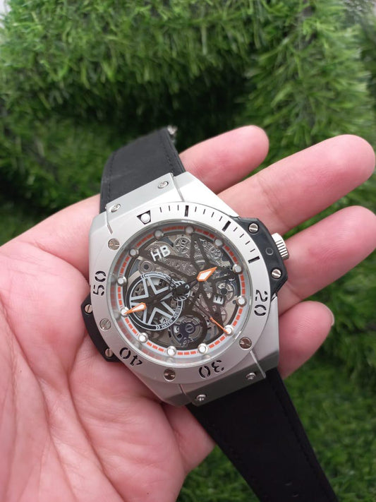 Hblt Men Quartz Watch H06, Water Resistant Chronograph Watch with Genuine Leather