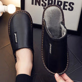 Leather Autumn and Winter Household Slippers Home Indoor Thick Bottom Non-slip Waterproof Warm Home Slippers