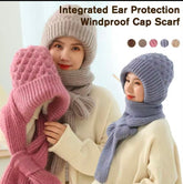 Ladies Winter Hat Scarf Set Cold Proof Ear Protection Scarf Warm Girls Beanies cap
