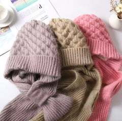 Ladies Winter Hat Scarf Set Cold Proof Ear Protection Scarf Warm Girls Beanies cap
