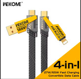 4in1 Type C To Type C 65W Mecha Style Fast Charging Cable For IPhone Xiaomi Redmi POCO OnePlus Samsung vivo USB A To USB C Data Cord