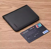 Ultra slim wallet leather business card holder