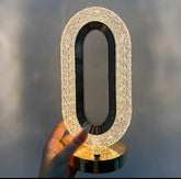 Elegant Oval Crystal Table Lamp - Stylish Rechargeable Night Light