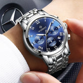 DIAR 2024 Men's Waterproof Watch Stainless Steel Luxury Chronograph Quartz Watch