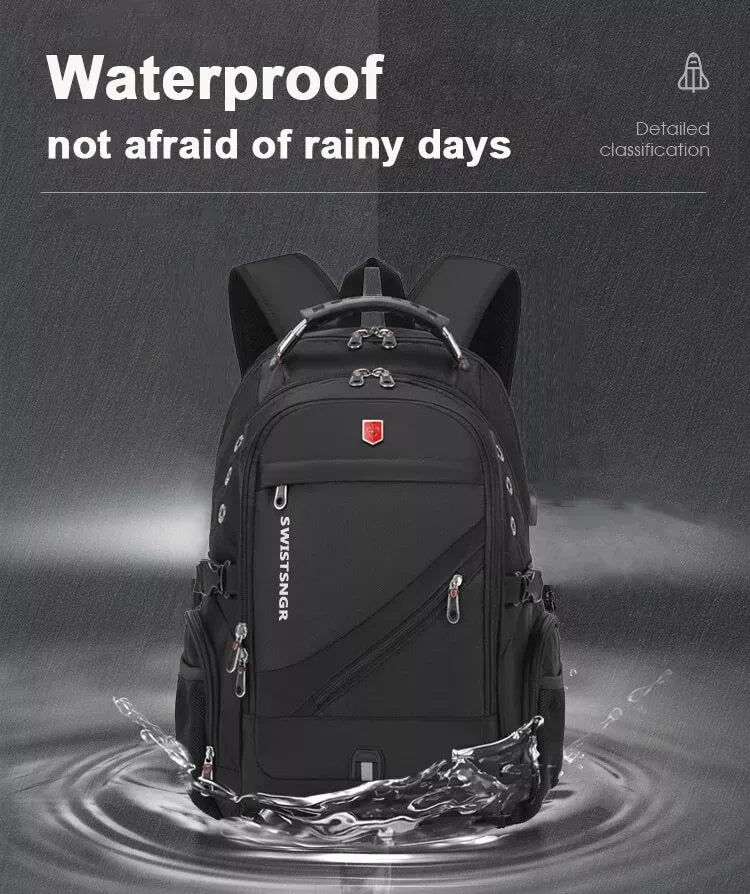 Swiss Large Capacity Travel Business Laptop Backpack USB Charging