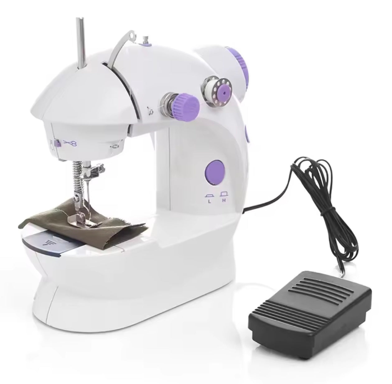 Mini Electric Double-Speed Sewing Machine with Night Light Foot Pedal Portable Home Starter Kit for Beginners