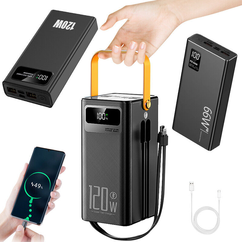Power Bank 50000mAh 120W Fast Charging USB Portable Charger Mutil Port For Phone