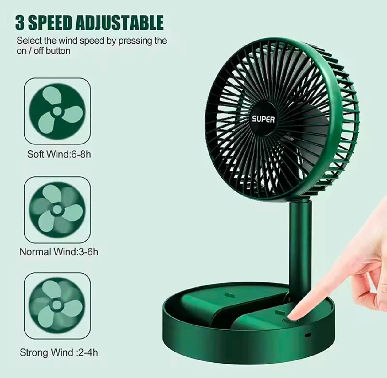 Double-Headed Portable Air Cooler 3 Speeds Rechargeable/USB Desk Air Cooler