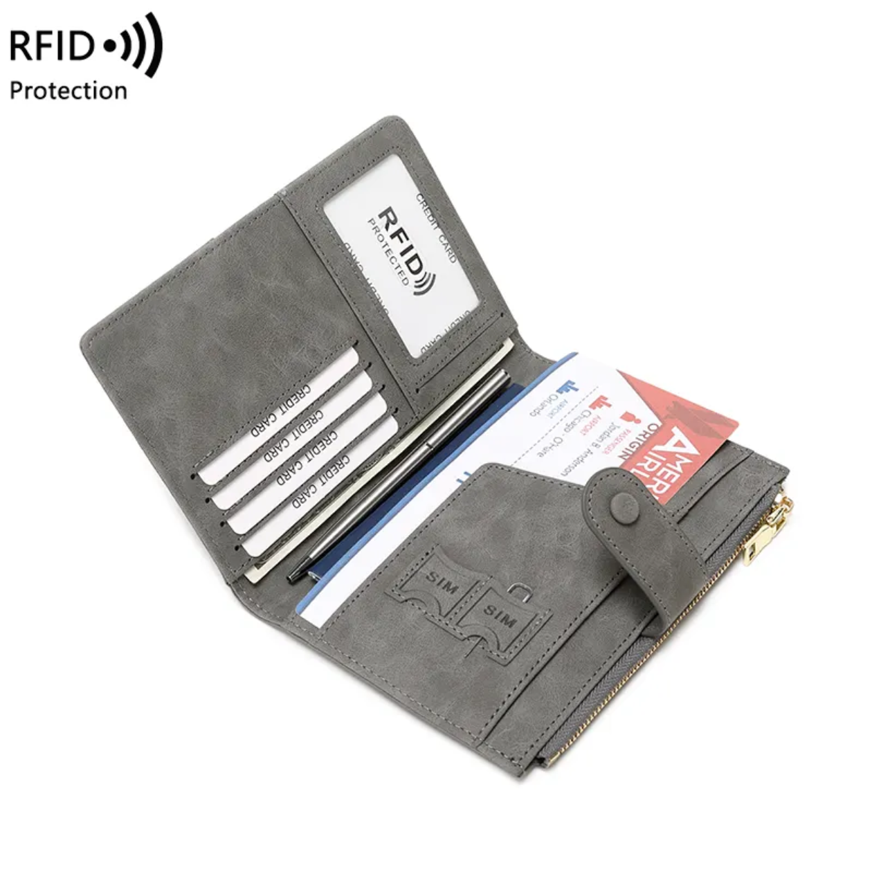 Versatile Anti-Theft RFID Fashionable Passport Clip Multi-Card Slot
