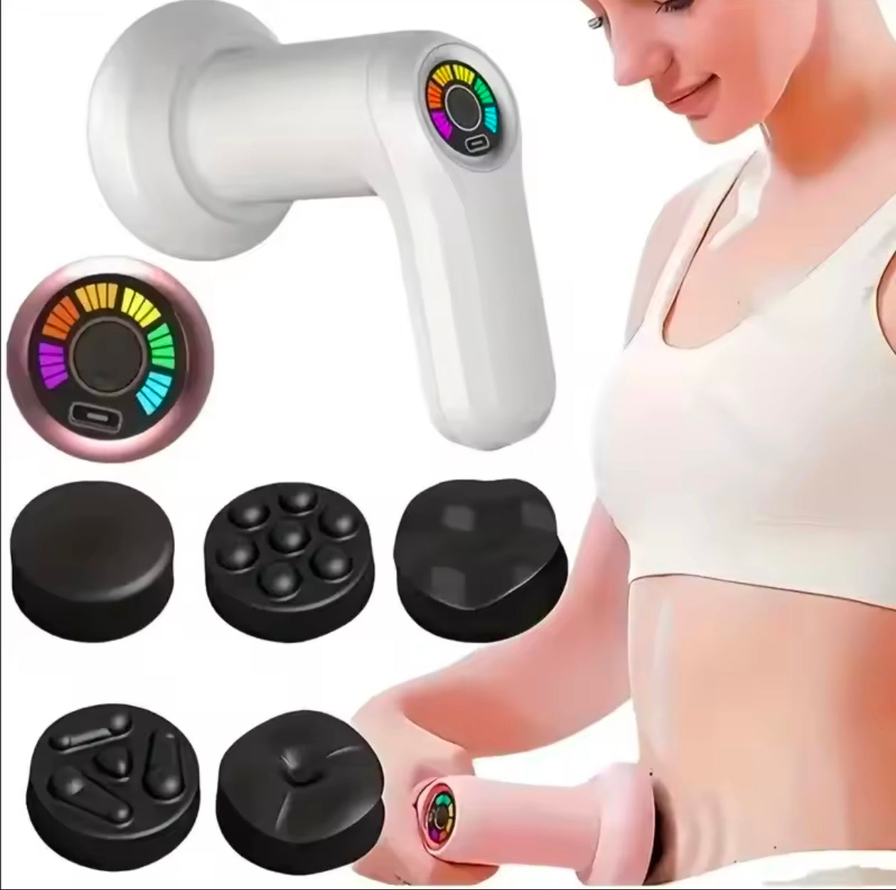 Full Body Slimming and Massage Device with 5 Interchangeable Heads for Deep Muscle Relaxation Fat Reduction and Body Sculpting