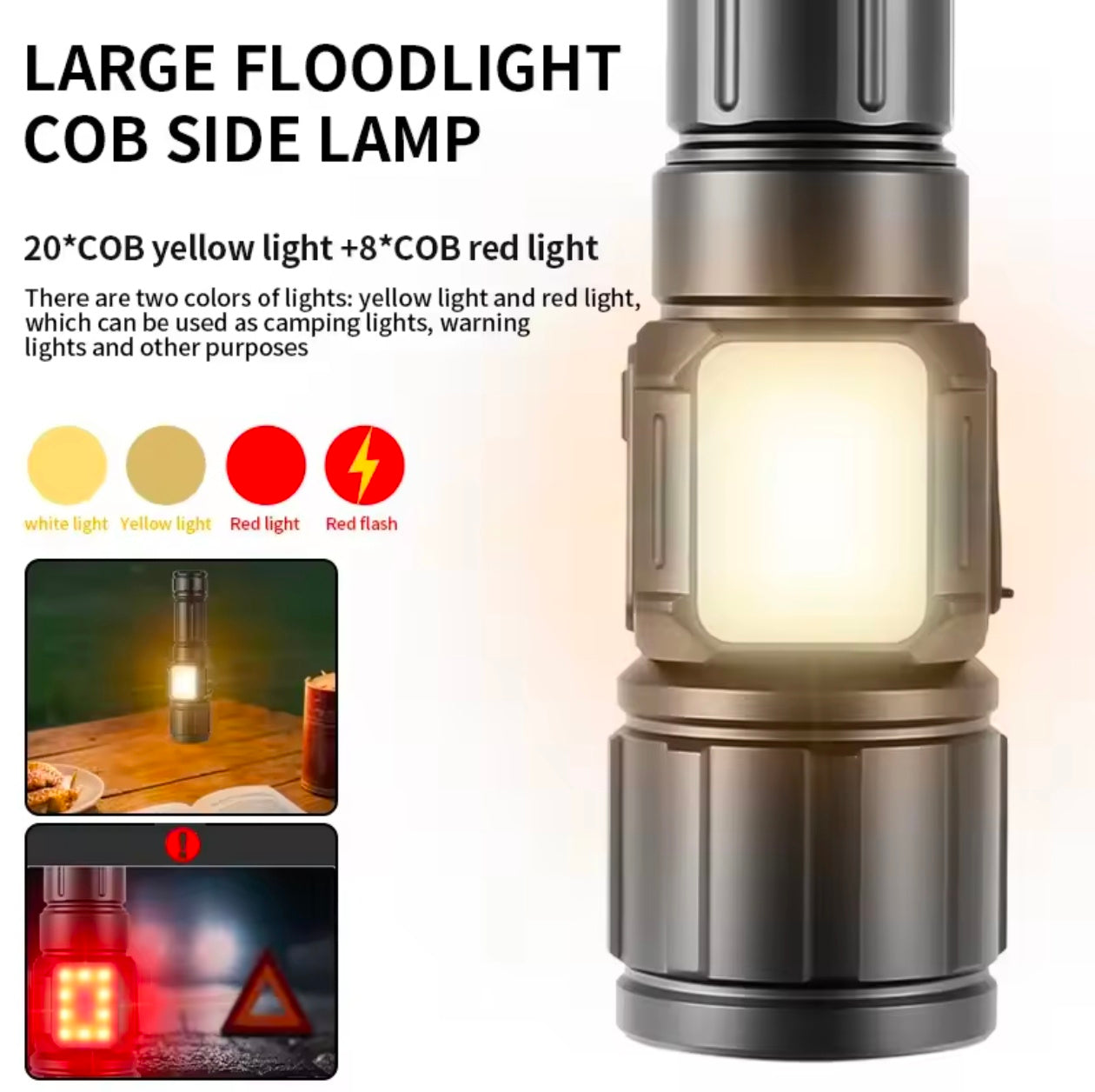Double Side Flashlight Side Light Super Bright Long Shooting Tail with Strong Magnet