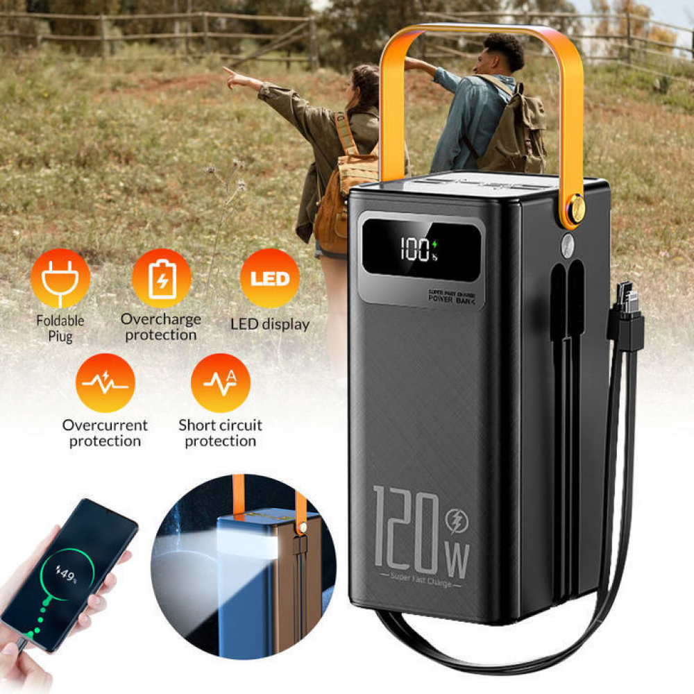 Power Bank 50000mAh 120W Fast Charging USB Portable Charger Mutil Port For Phone