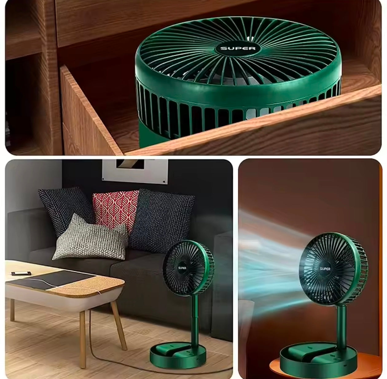 Double-Headed Portable Air Cooler 3 Speeds Rechargeable/USB Desk Air Cooler