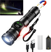 2km Long Range LED Flashlight With Side COB Strong Tail Magnet Lamp Type-C