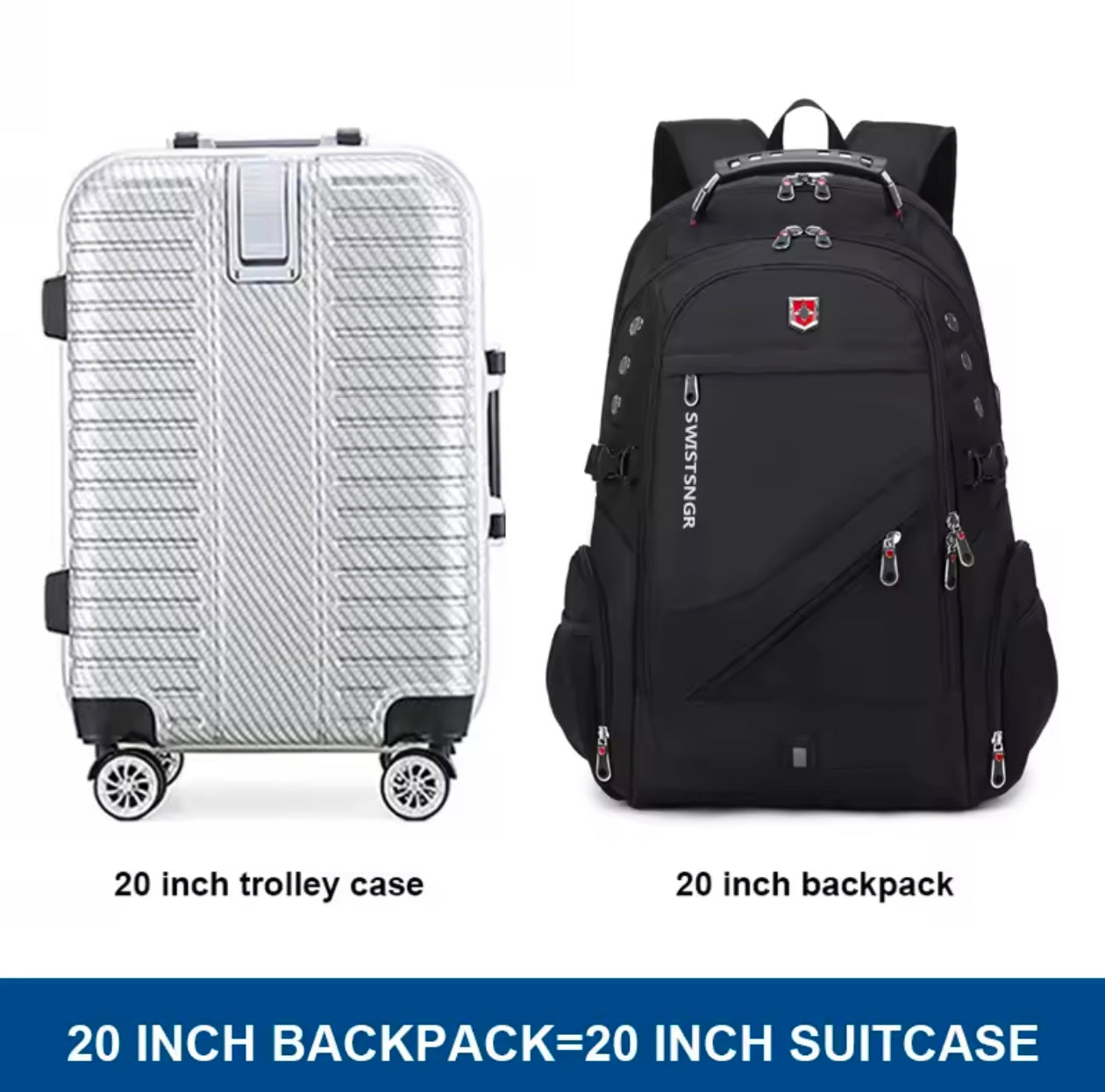 Swiss Large Capacity Travel Business Laptop Backpack USB Charging