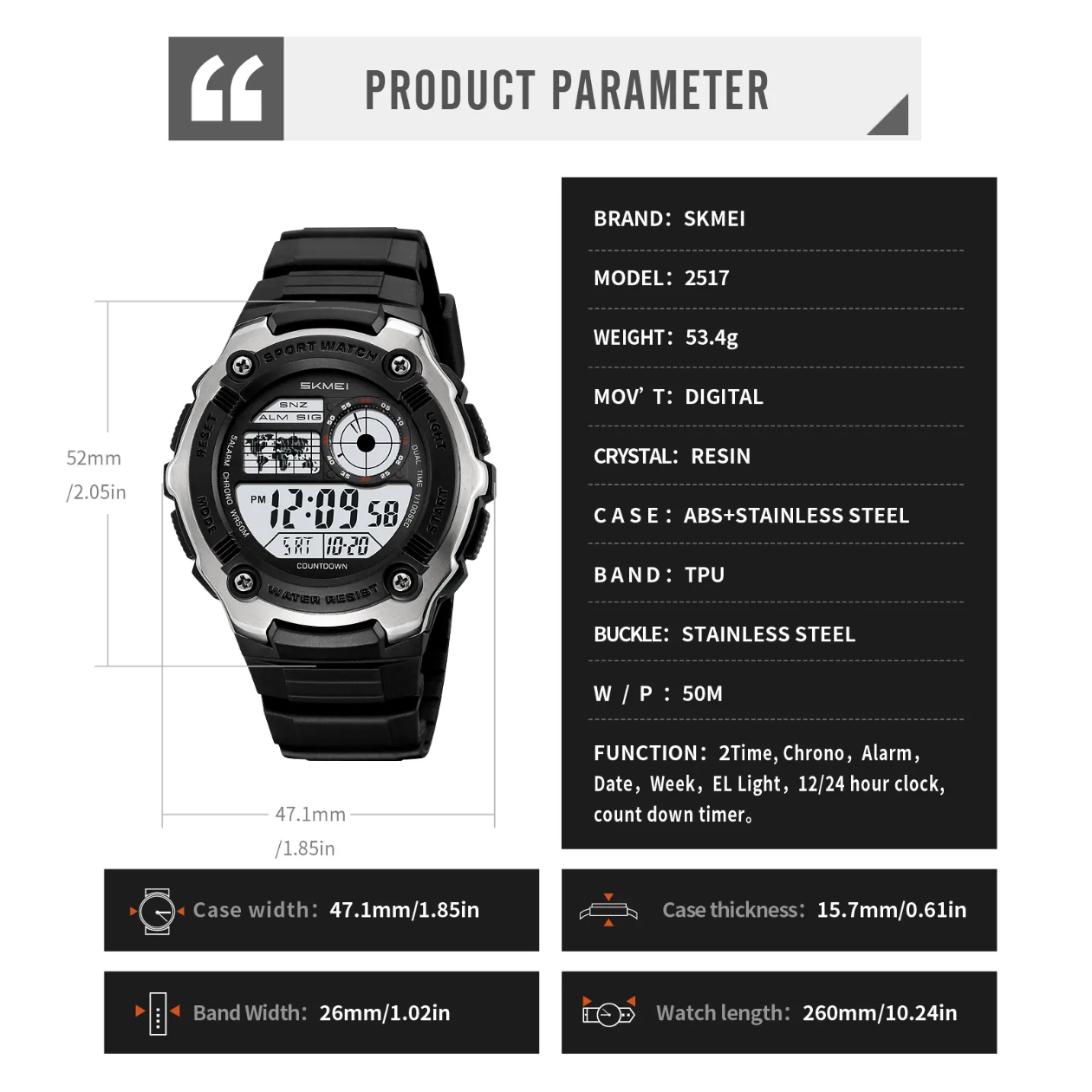 Skmei 2517 Army Design Casi Watch Waterproof