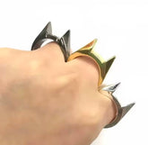 2Pcs Cat Ear Mini Stainless Steel Defensive Ring Self Defense