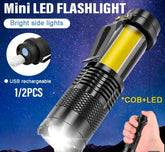 Lot Imported Zoomable Rechargeable Torch XPE+COB