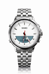 Skmei Dual Time Stainless Steel Waterproof Watch