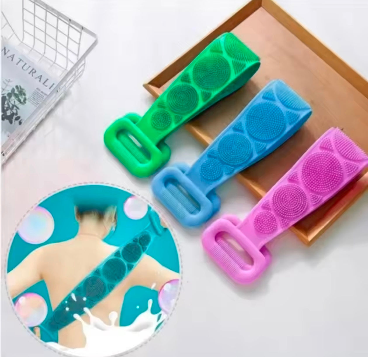 Silicone Back Scrubber, Double Side Bathing body Scrubber