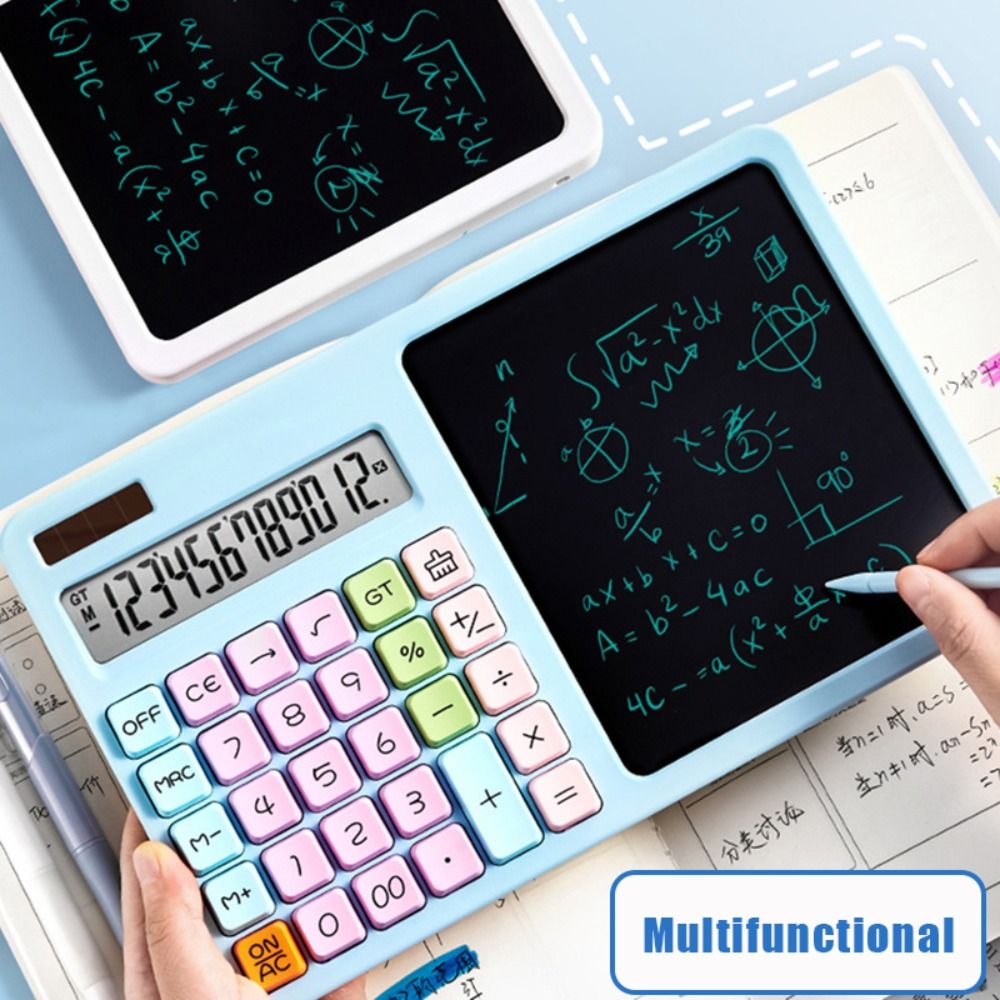 12-Digit Solar Calculator Large LCD Display Dual Power Supply