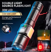 Double Side Flashlight Side Light Super Bright Long Shooting Tail with Strong Magnet