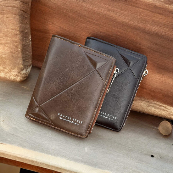 Balisi short Zip Wallet, PU Leather Short pocket Wallet