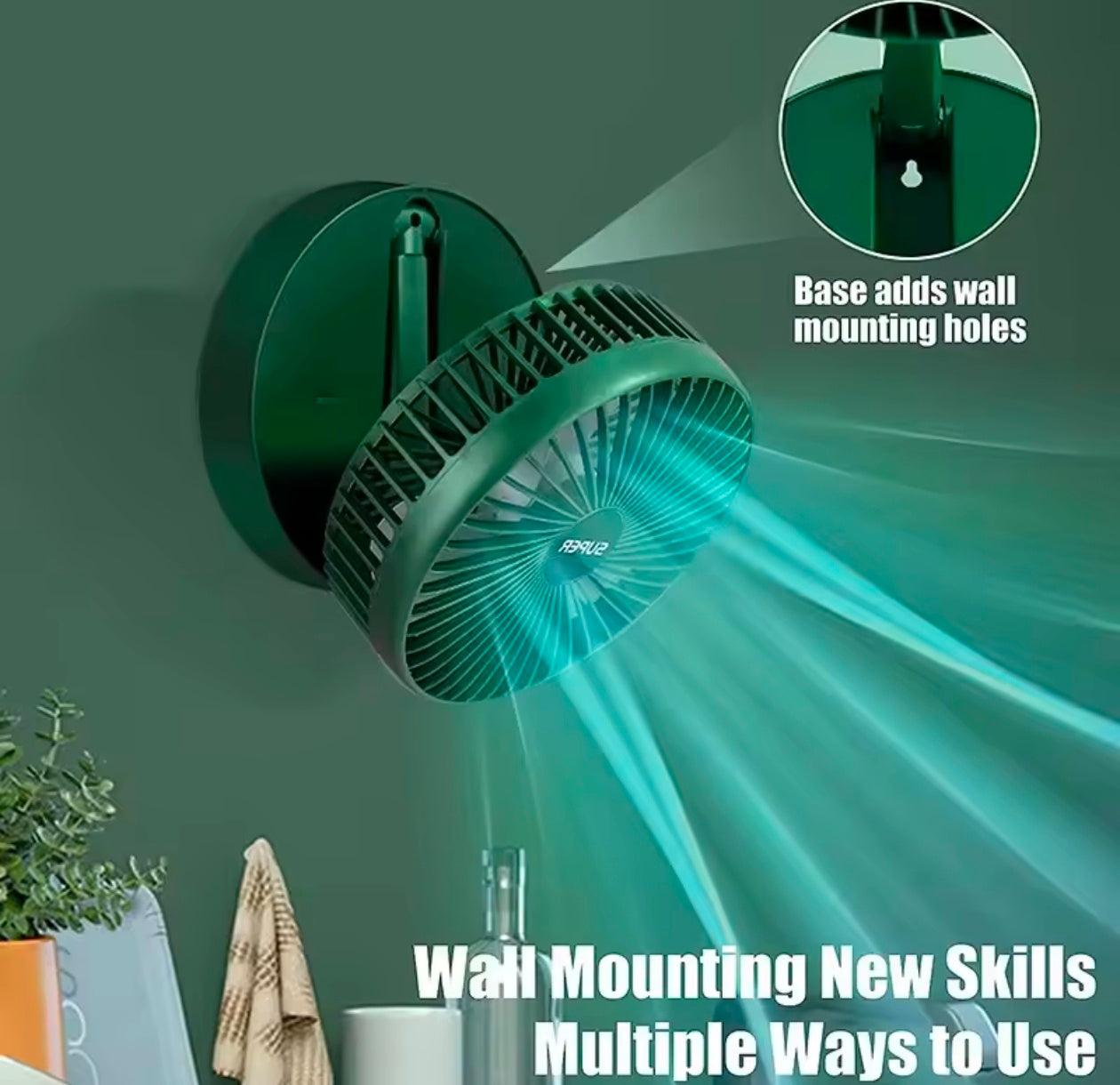 Double-Headed Portable Air Cooler 3 Speeds Rechargeable/USB Desk Air Cooler