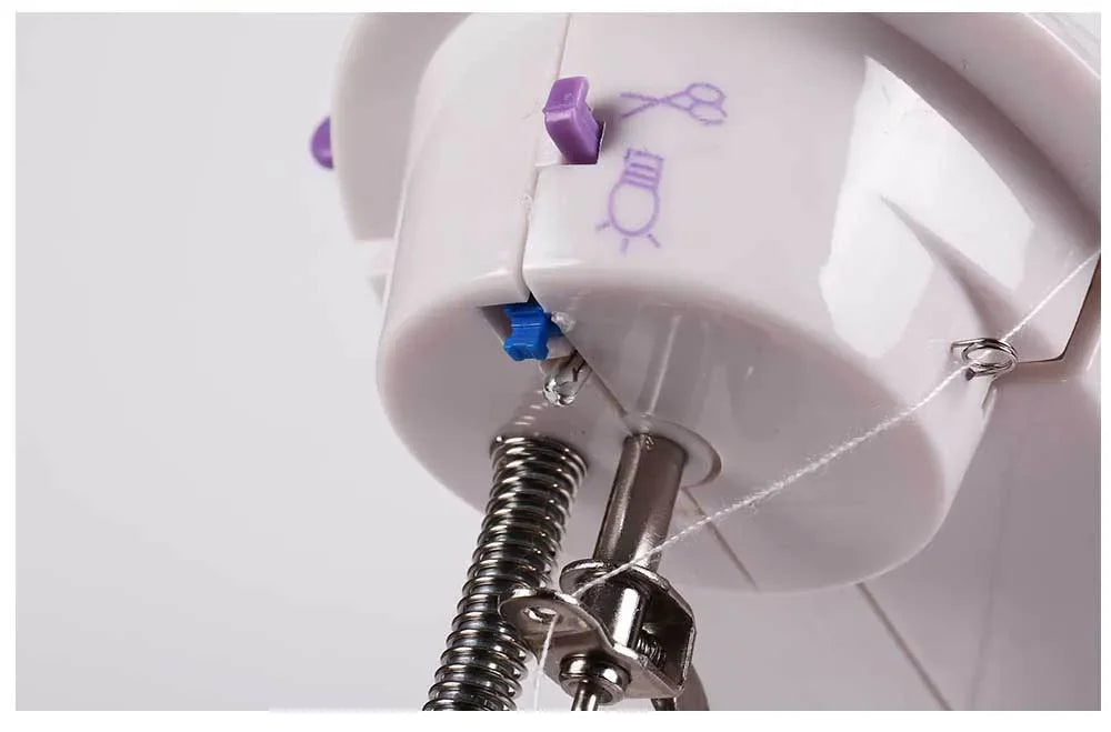 Mini Electric Double-Speed Sewing Machine with Night Light Foot Pedal Portable Home Starter Kit for Beginners