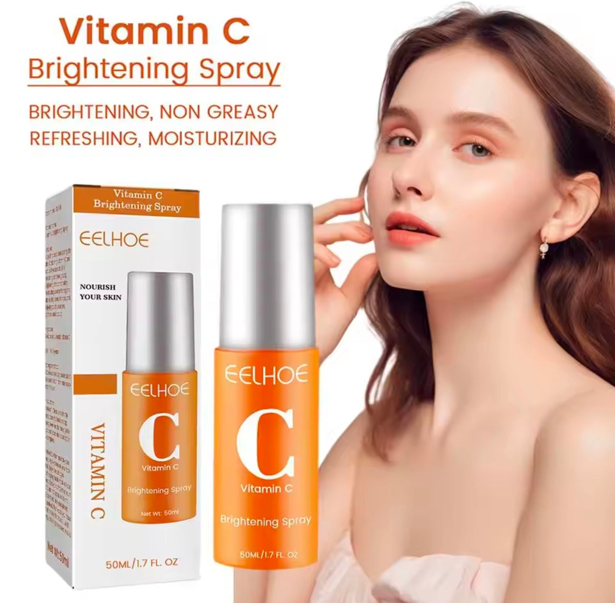 50ml Vitamin C Facial Spray Mist Whitening,Brightening,Anti-Wrinkle,Nourishing, Care Face Redness Relief,Moisturizing Serum Y3R2