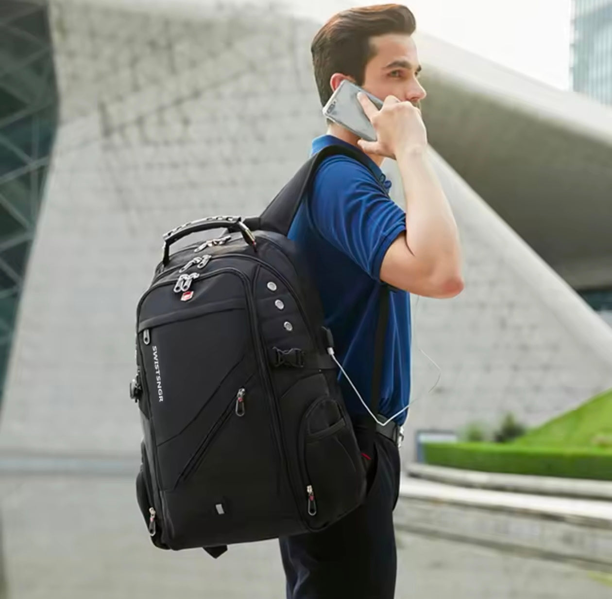 Swiss Large Capacity Travel Business Laptop Backpack USB Charging