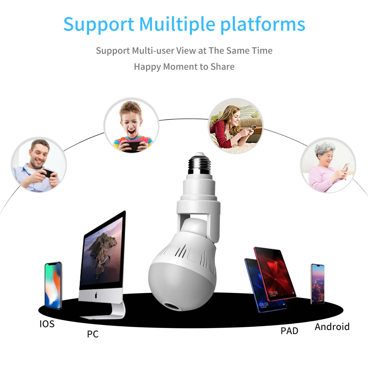 V380 PRO 360 Bulb Wifi Camera Light Bulb