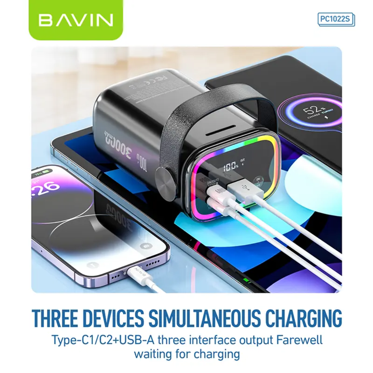 BAVIN 100W Heavy duty 30000mAh Fast Charging Power Bank