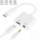 3 in 1 USB C Type C Splitter Adapter,USB C FastCharge and 3.5mm Headphone Audio Jack