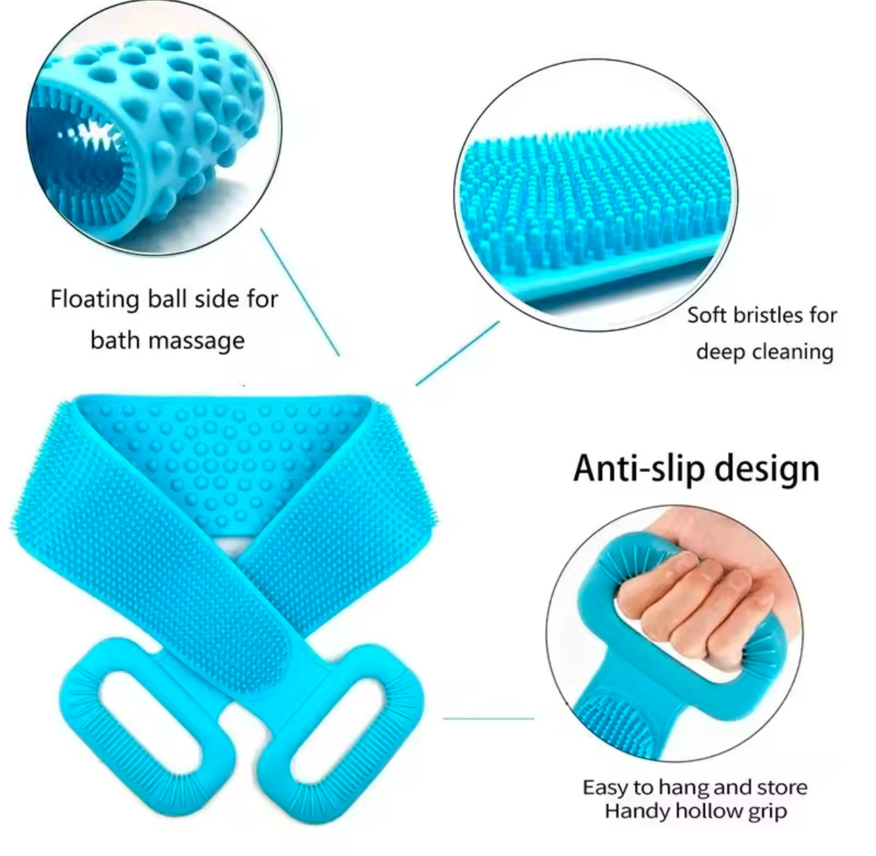 Silicone Back Scrubber, Double Side Bathing body Scrubber