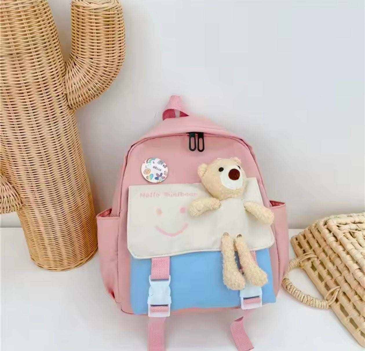 Student College School Backpack bow and bunny backpack with free sticker