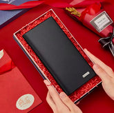 Bi-fold Pu leather thin long wallet for men women