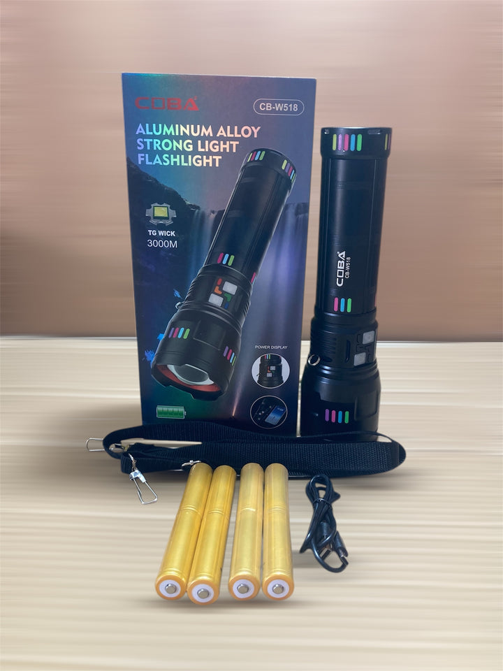 3km Imported COBA alloy aluminum High beem Led Flashlight CB-W518